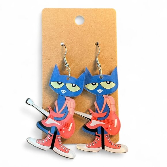 Pete the Cat Guitar Acrylic Earrings - Picture 1 of 1
